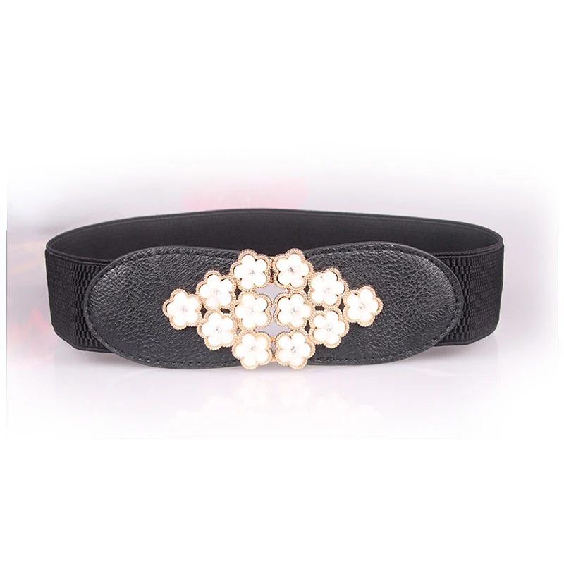 

Ремень женский эластичный из ПУ кожи, с цветочной пряжкой