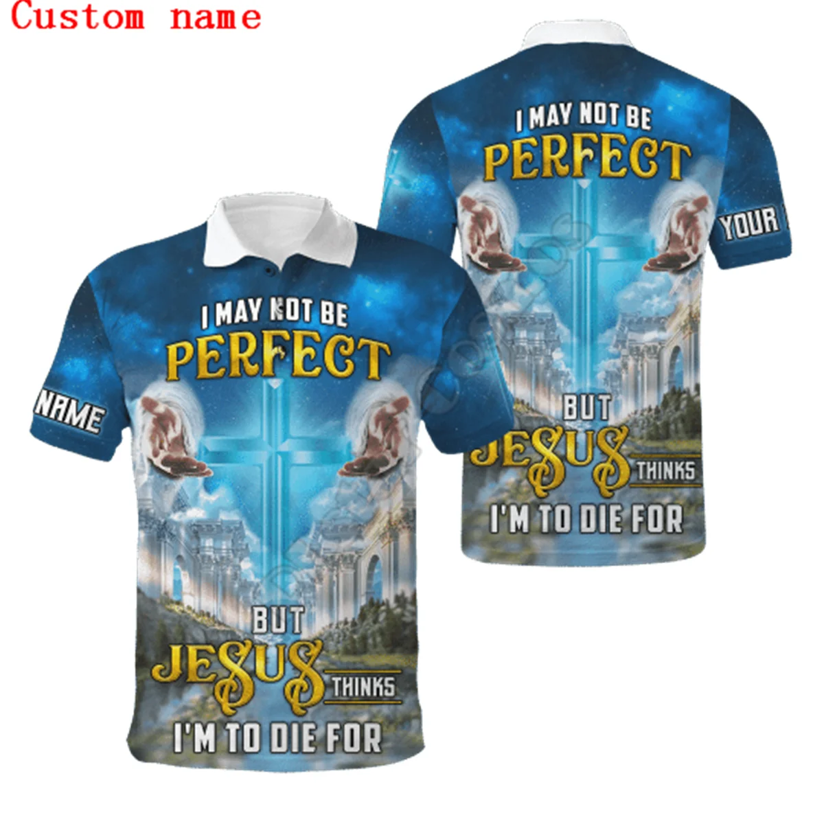 

Summer shirts women for men Because Of Him Heaven Knows My Name Customized Polo Shirt 3D printed Short sleeve t shirts