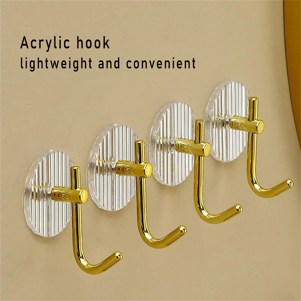 

Acrylic High Viscosity Bathroom Hook Transparent Color Household Hook Easy Install Wall-Hung Multifunctional Bag Key Hook