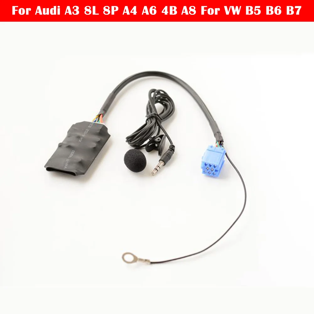 

Для Audi A3 8L 8P A4 A6 4B A8 Для VW B5 B6 B7 Автомобильный микрофон Bluetooth 5,0 AUX Handsfree 8-контактный адаптер A2DP Музыкальный аудиокабель
