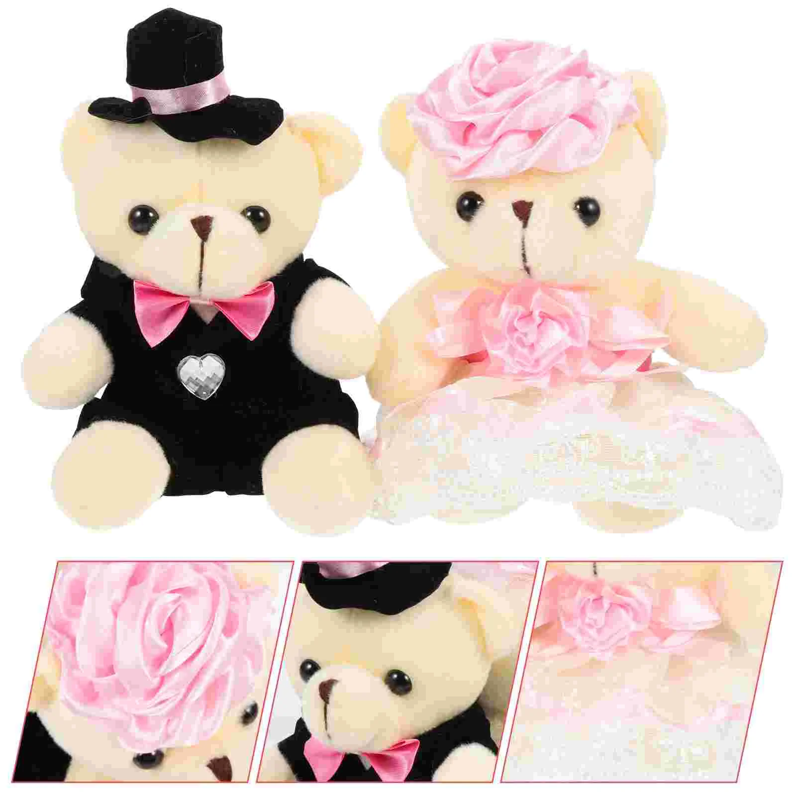 

Ibasenice Wedding Plush Bears Doll Stuffed Animal Soft Gift Box Stuffers Valentine Anniversary Birthday Bride Groom