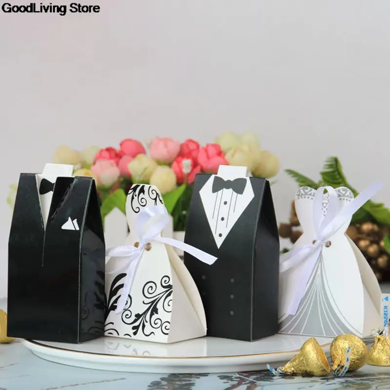 20 шт./лот Жених и невеста платья Свадебная подарочная конфетная сумки коробочки