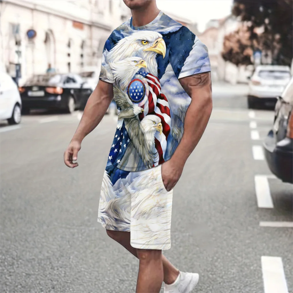 Летний мужской штатив новый комплект с 3D-принтом животных из 2 предметов