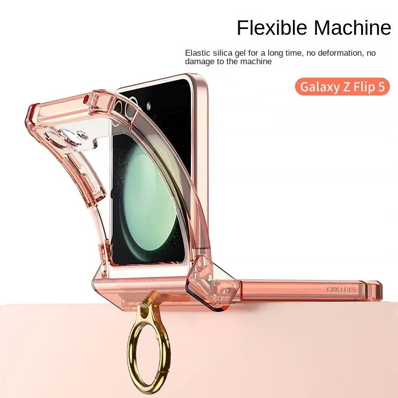 

Designed for Samsung Galaxy Z Flip 5 Case Clear with Ring, Anti-Fall Shockproof Protective Phone Cover Case