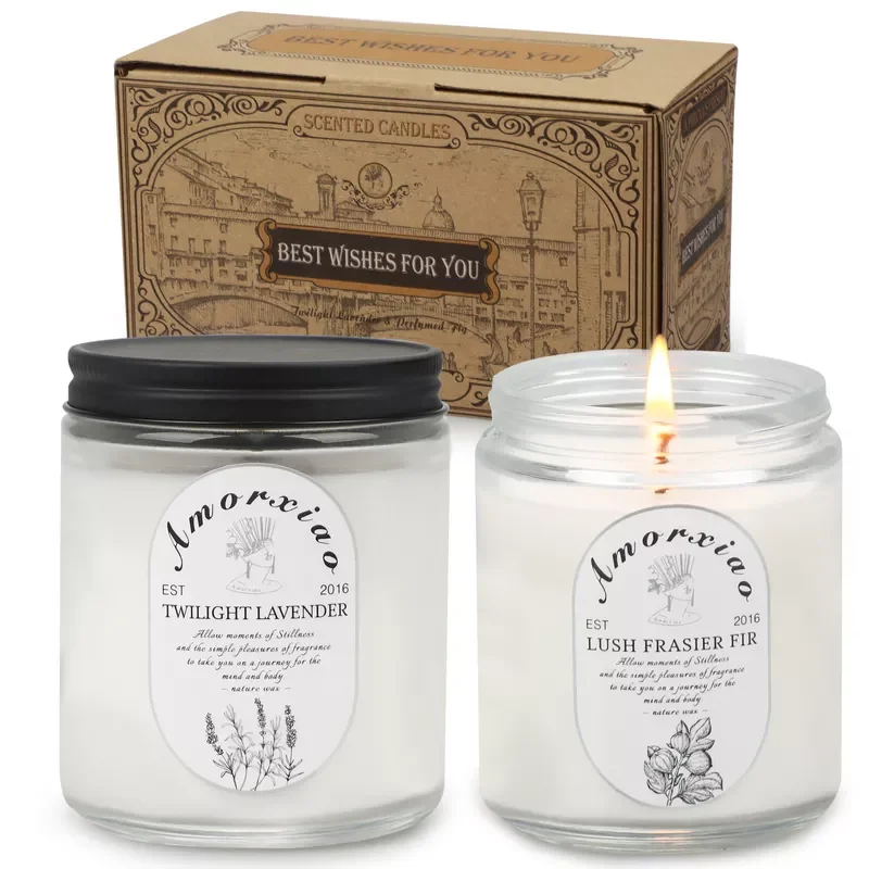 

Scented candles set of 2 pieces, large scented candle gift aromatherapy candle Natural soy wax, Aromatherapy Soy wax candles, Va
