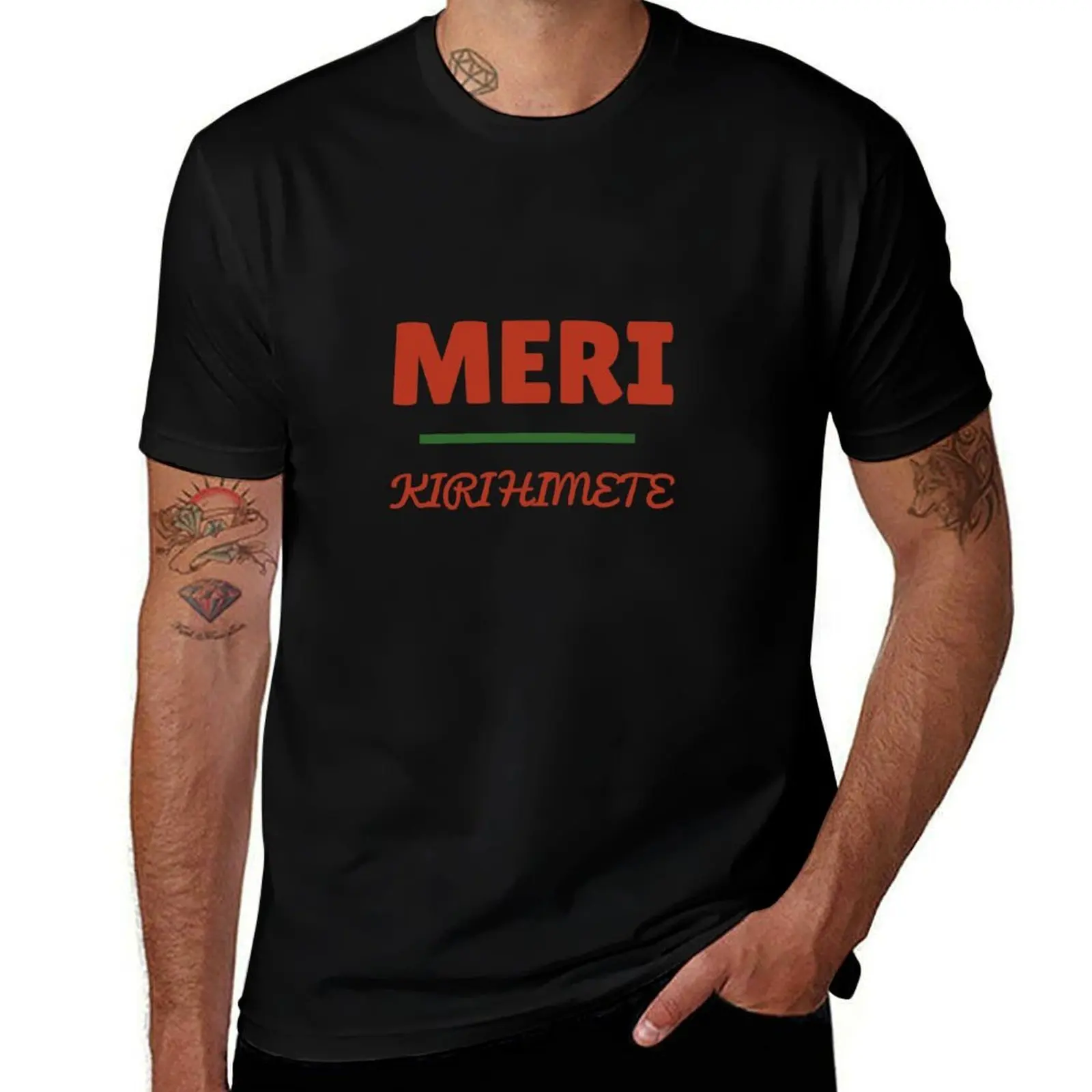 Фото Футболка Meri Kirihimete (Happy Christmas) в маори-стиле, повседневная, свободного кроя, летняя. №1