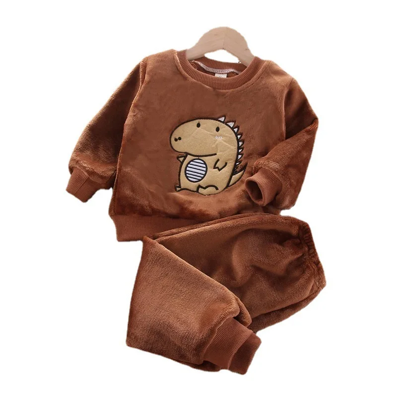 

New Winter Pajama Children Girl Clothes Baby Boys Thicken Warm Sleepwear T-Shirt And Pants Toddler Casual Costume Kids Tracksuit
