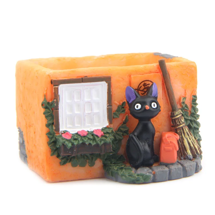 Anime Kiki's Delivery Service Black Cat JiJi Toy Model Micro Landscape Gardening Decoraiton Small Flowerpot | Игрушки и хобби