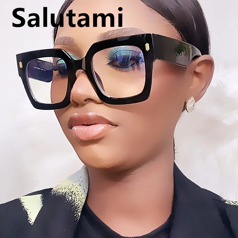 

Fashion Wide Leg Square Anti-blue Light Glasses Frame For Women Luxury Brand Elegant Rivet Compter Eyeglasses Female Big Shades