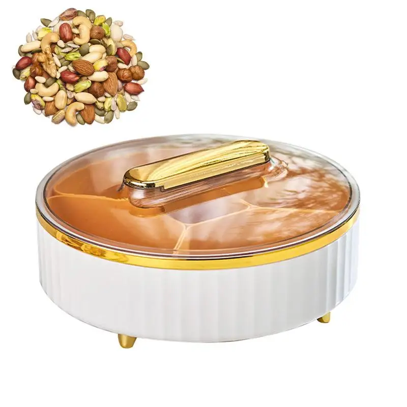 

Разделенный сервировочный поднос, круглый поднос для аппетита с крышкой, поднос для аппетита с 5 отделениями, контейнер для хранения еды, ра...