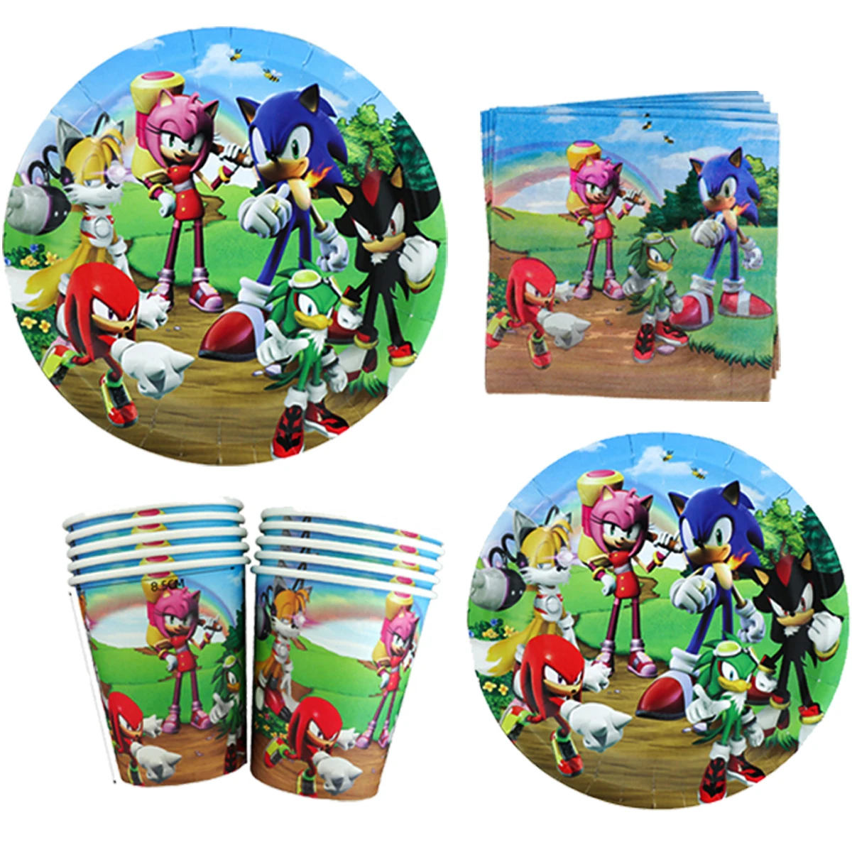 

Latest Sonic Theme Kids Birthday Party Balloons Kit Disposable Cutlery Cartoon Paper Plate Cup Baby Shower Party Decoration