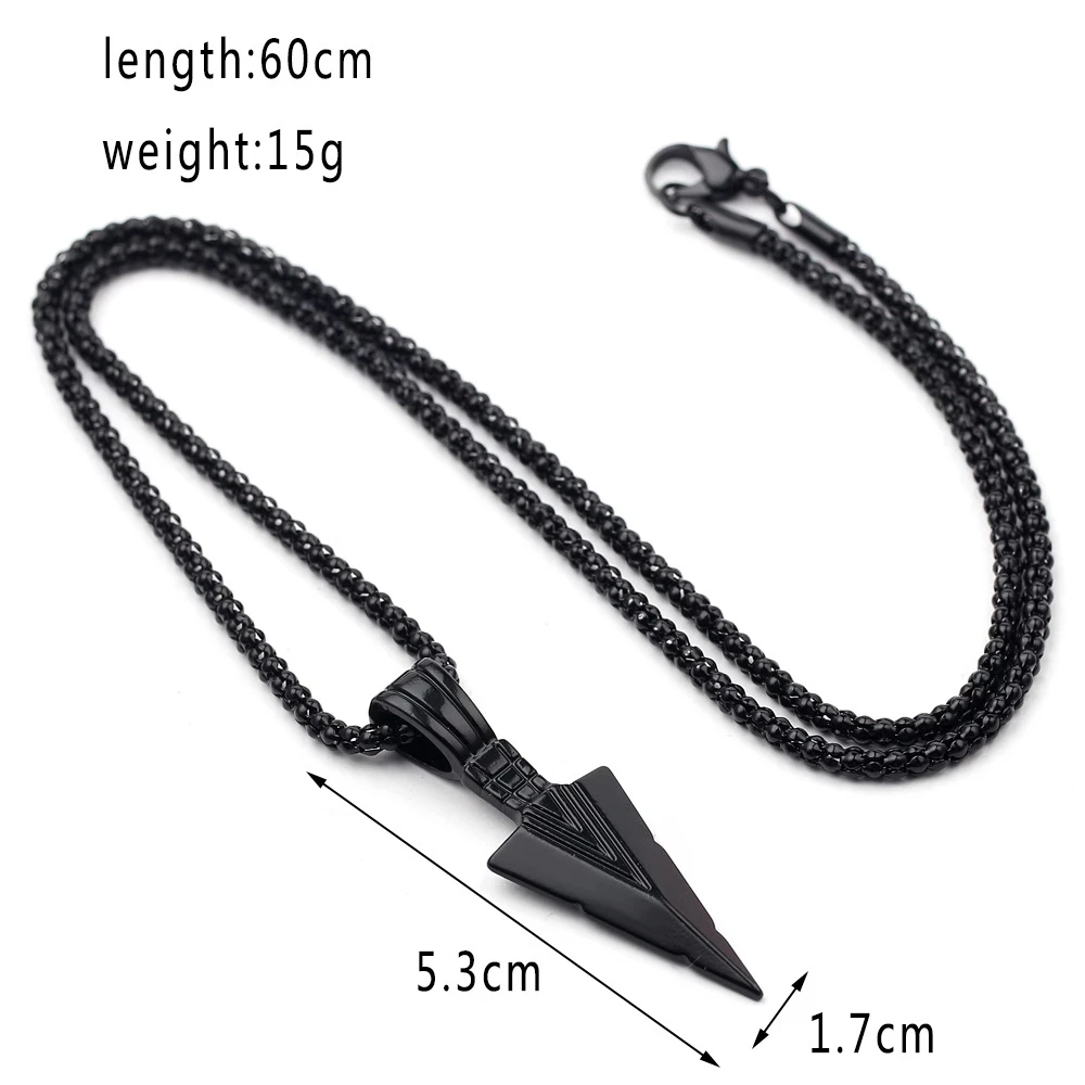 Retro Punk Men Arrow Pendant Necklace Hip Hop Style Rock Spearpoint  Arrowhead Necklace Couple Jewelry images - 6