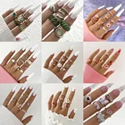 Новинка набор красочных эмалированных колец для женщин богемное хрустальное сердце бабочка цветок кункул кольца на палец Бохо дамские ювелирные изделия подарок