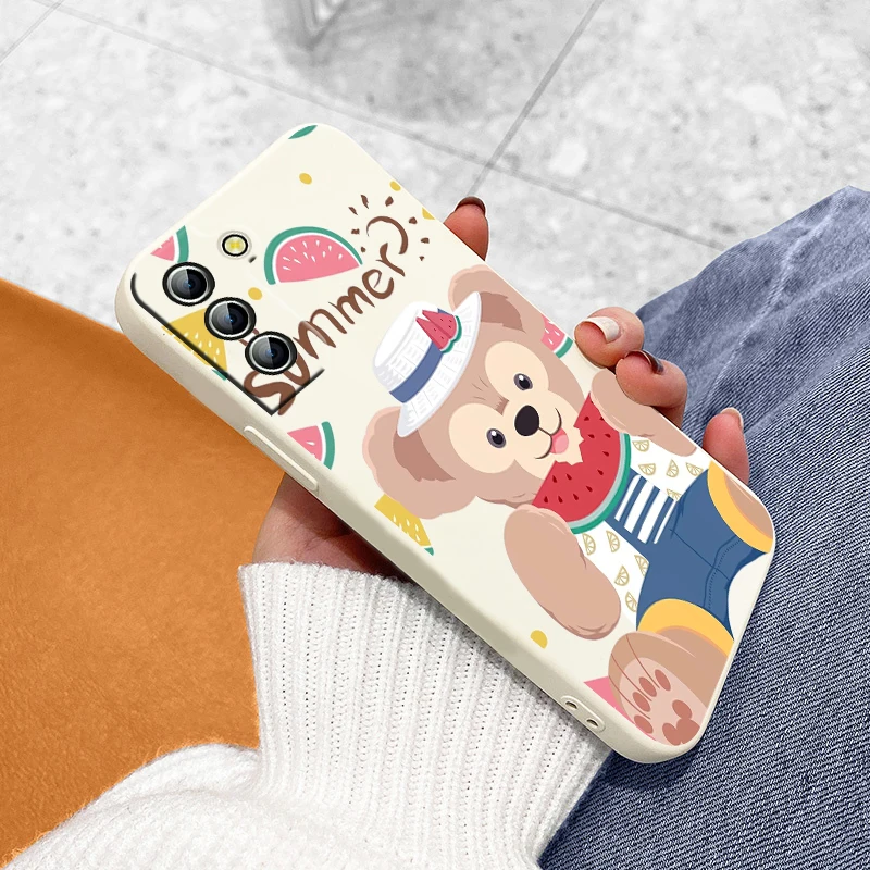 

Cute disney bear Mickey Mouse For Samsung Galaxy S22 S21 S20 FE S10 Note 20 10 Ultra Lite Plus Liquid Rope Phone Case Capa