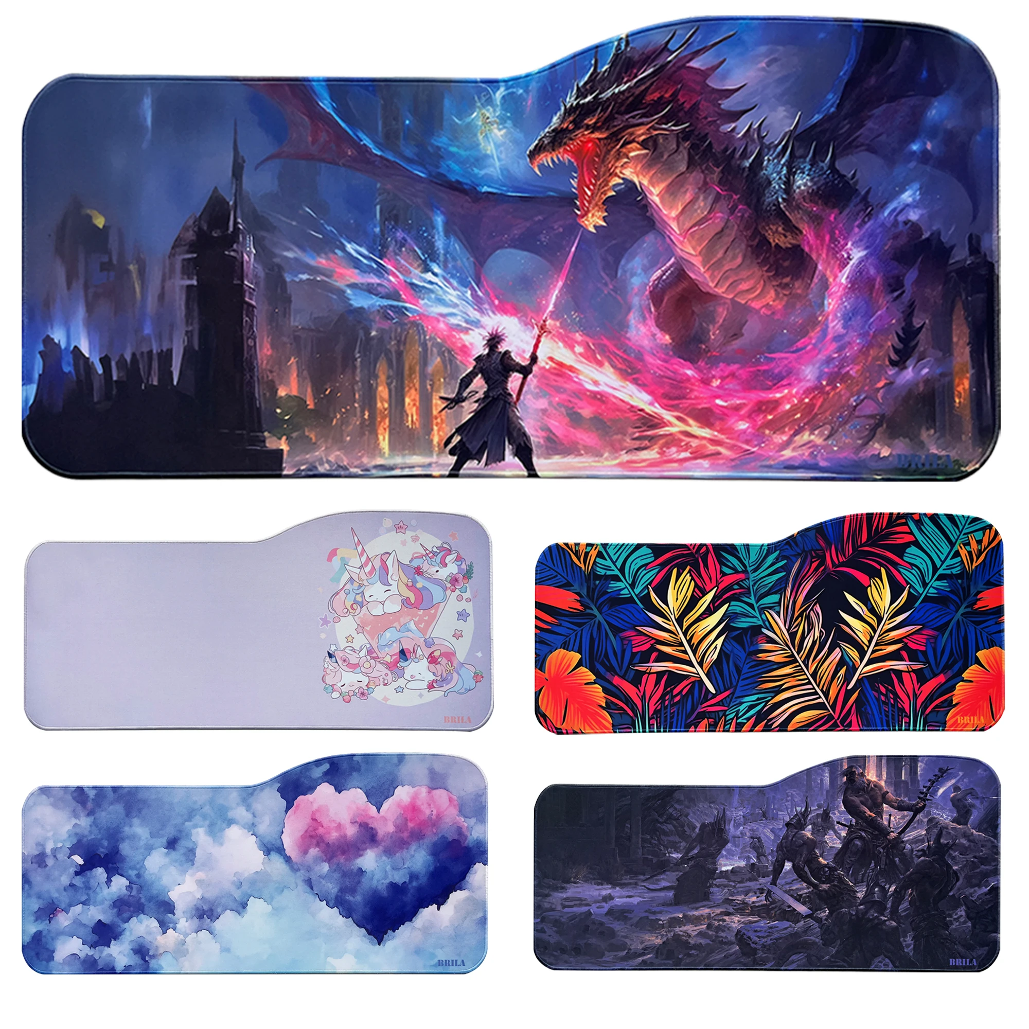 BRILA большой игровой коврик для мыши, стильный Настольный коврик для игр и офиса, Эргономичный изогнутый дизайн, Нескользящий Резиновый