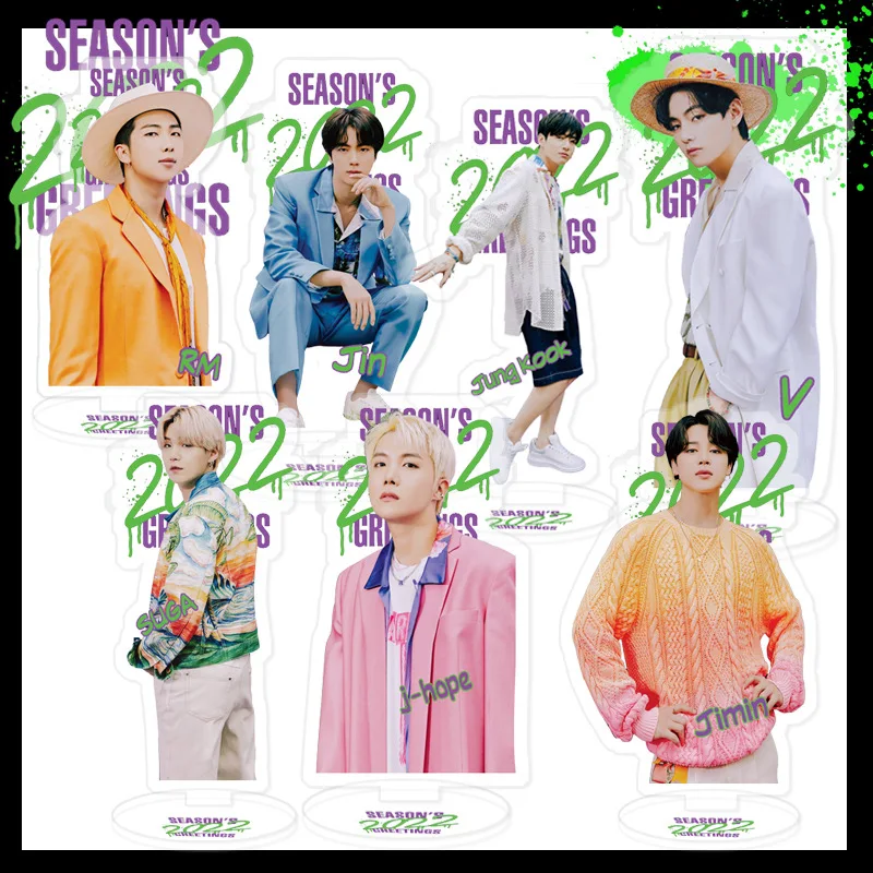 

Kpop Bangtan Boys Acrylic Standee New 2022 SEASON'S GREETING Acrylic Transparent Figures Small Station Fan Standing Desktops