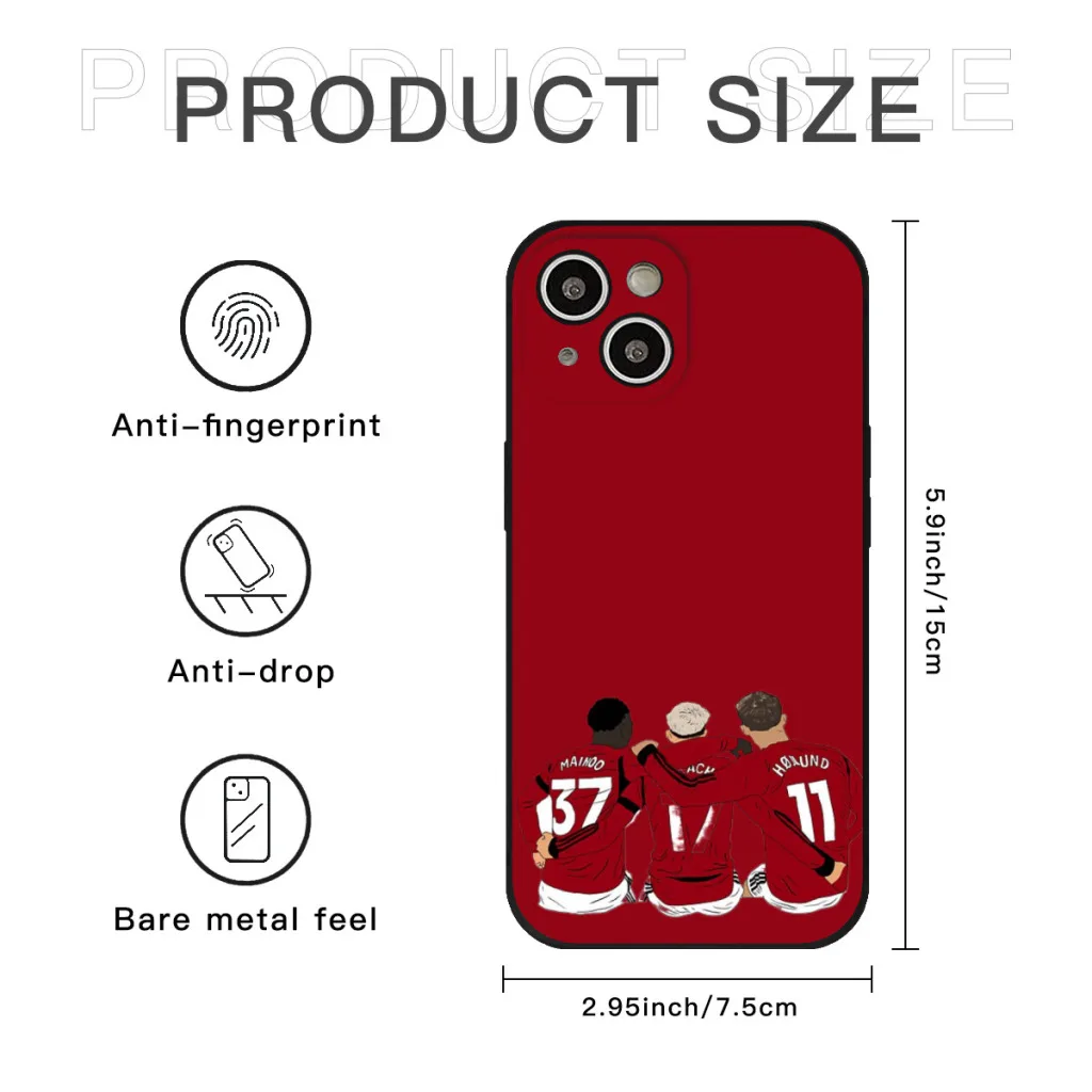 Минималистичный чехол для телефона Kobbie Mainoo Alejandro Garnacho Rasmus Hojlund United Youth Trinity iPhone 15 Pro