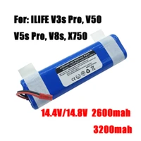 new 14 8v 2600mah rechargeable battery for ilife v3s pro v50 v5s pro v8s x750 for zaco v3 bater%c3%ada de iones de litio 18650