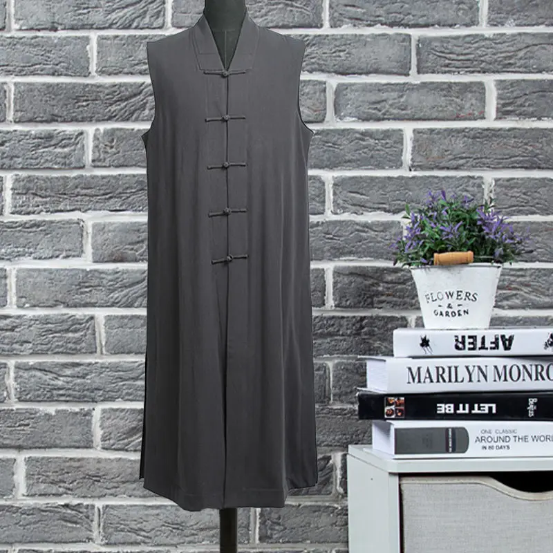 Одежда для монахов 2024 тонкий буддийский халат из хлопка и льна длинный жилет