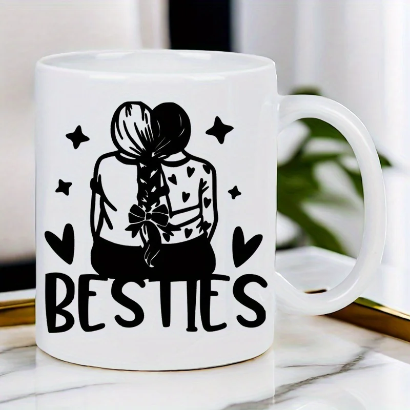 Фото Керамическая кофейная кружка BESTIES на 11 унций — многоразовая, Insulted, Trvel Mug, только Hnd-Wsh — идеально подходит для любителей кофе, белая кружка для мужчин и женщин №3