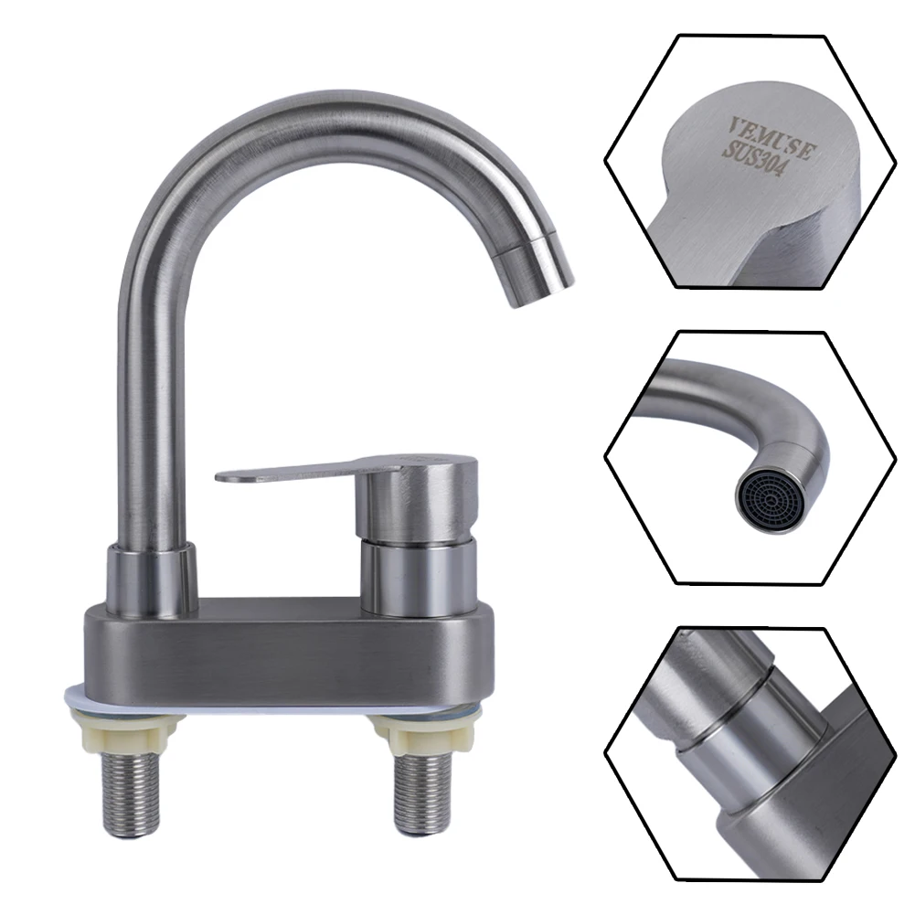 

304 Stainless Hot Cold Water Mixer Sink Mixer Taps Showers Basin Faucet Steel Bath Basin Faucet Bathroom Faucets