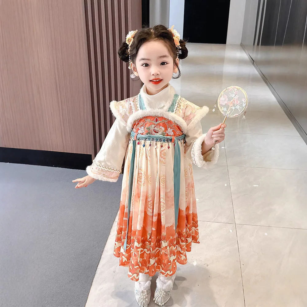 Ханфу для девочек осенне-зимний новый стиль детский старинный костюм суперфеи