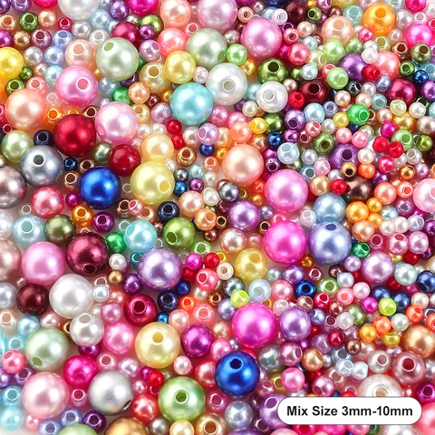 Акриловые жемчужные бусины QIAO, разные размеры, 30 г