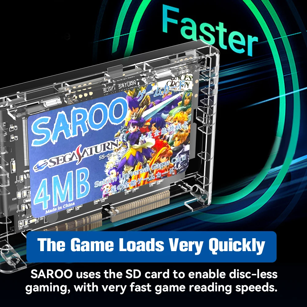 Картридж с загрузчиком SAROO HD для игровой консоли Sega Saturn 220 выбираемыми играми