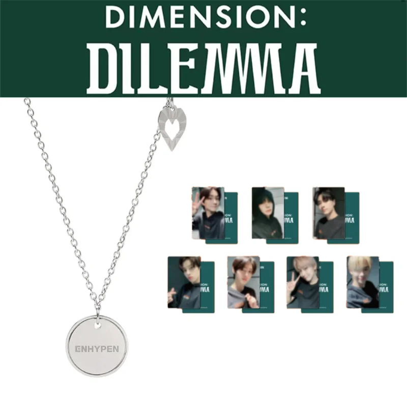 

Kpop ENHYPEN DIMENSION : DILEMMA Official Necklace with 7pcs Photocards LOMO Card Set