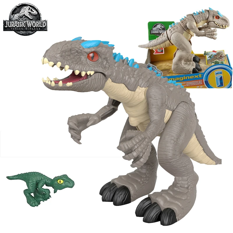 

Original Jurassic World Mattel Dinosaurs Imaginext Tyrannosaurus Rex Anime Animal Figure Swing Fierce Boy Toys for Children Gift