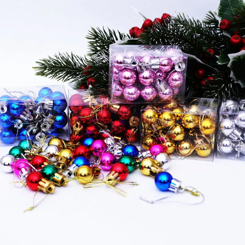 24pcs Mini 2cm Christmas Ball Christmas Tree Ornament Home Christmas Hanging Pendant New Year 2023 Decoration Gift Navidad 2022