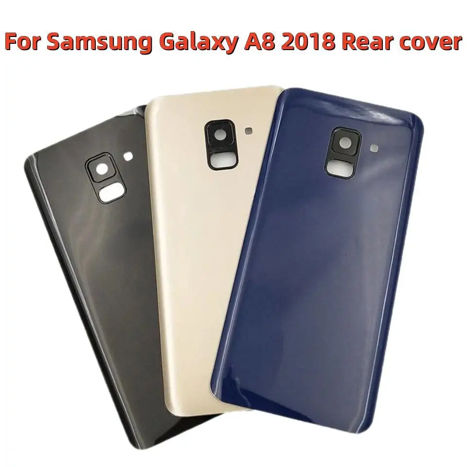 

Стеклянная задняя крышка батарейного отсека для Samsung Galaxy A8 2018 A530 A530F, задняя панель, Сменный Чехол с рамкой для объектива камеры