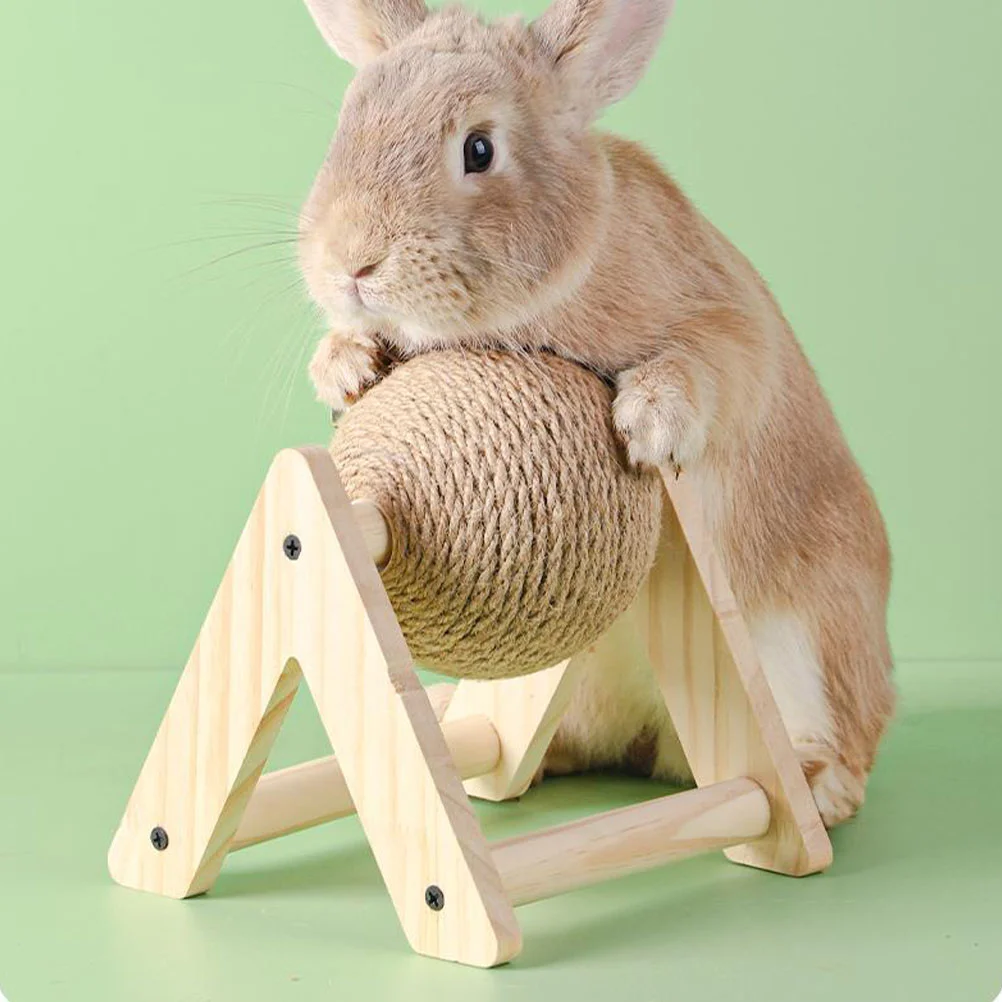 

Rabbit Scratch Toy Natural Solid Wood Sisal Scratching Ball for Indoor Kittens Claws Scratching Ball Toys Pet accessories