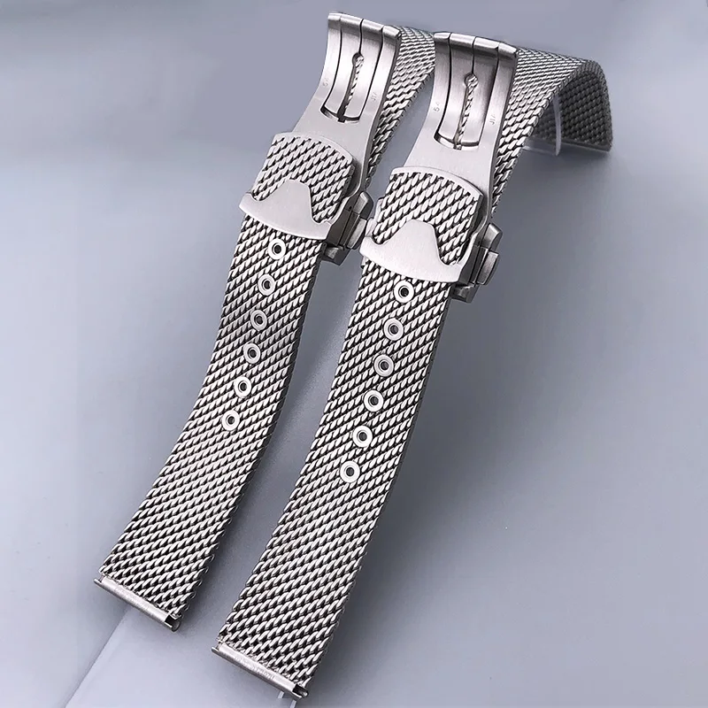 High Quality 316L Stainless Steel 19mm 20mm Watchband for Omega 007 James Bond Seamaster 300 Watch Strap Woven Metal Bracelets