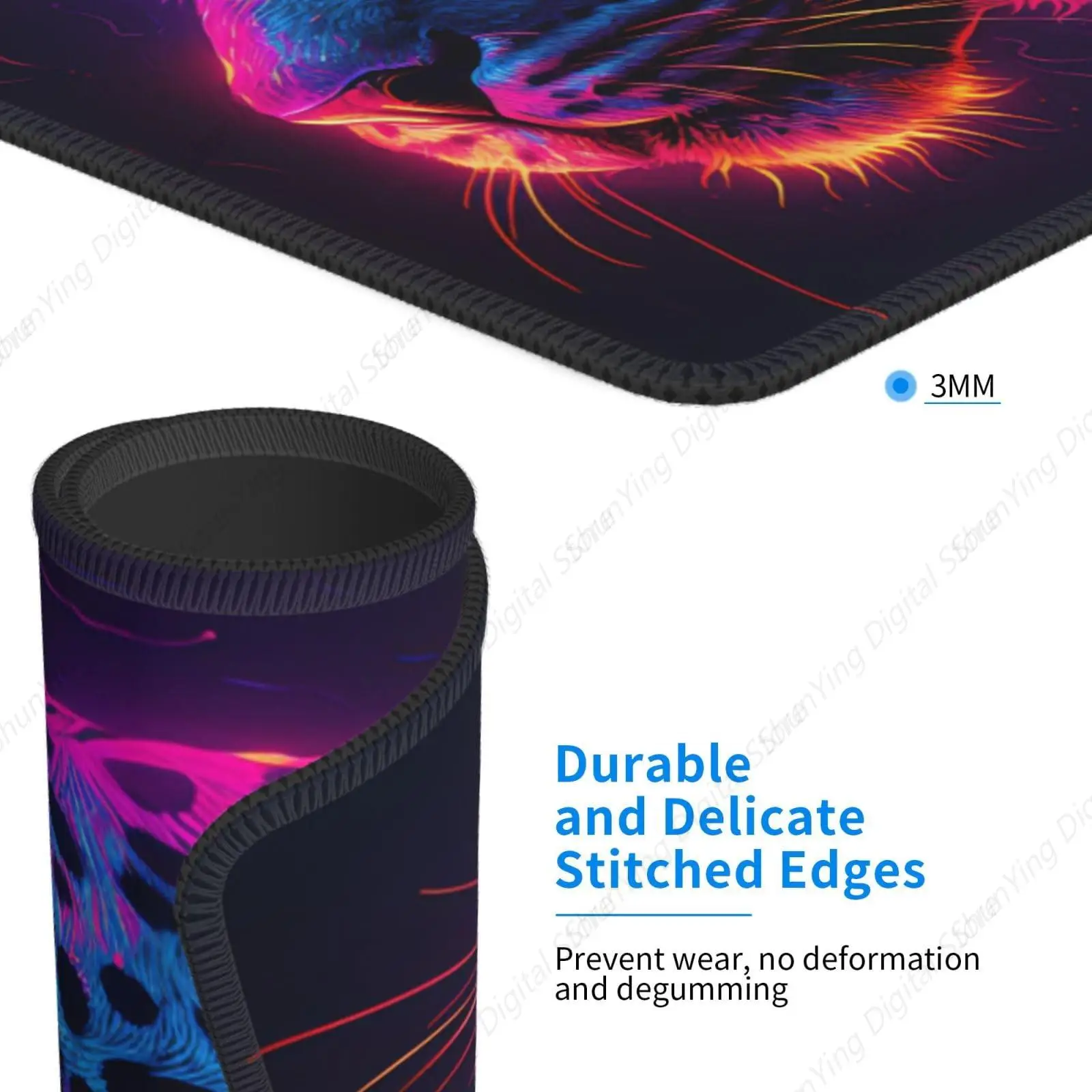 Leopard Punk Mouse Pad Anti Slip Rubber Lock Edge Cheetah Suitable For Office Pads On Computers And Laptops