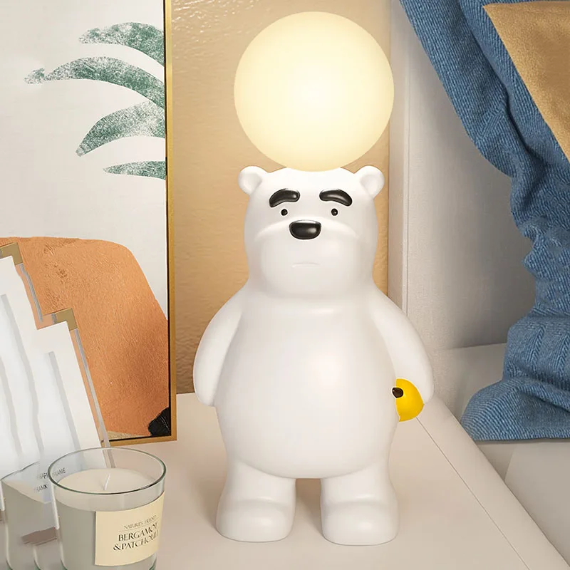 criativo moderno urso bonito ornamento candeeiro de mesa sala estar quarto lampada
