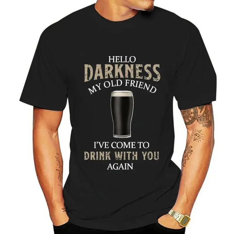 GUINESS-Camiseta para hombre Hello Darkness, mi viejo amigo, cerveza, Alcohol, bebida, barbacoa, Top