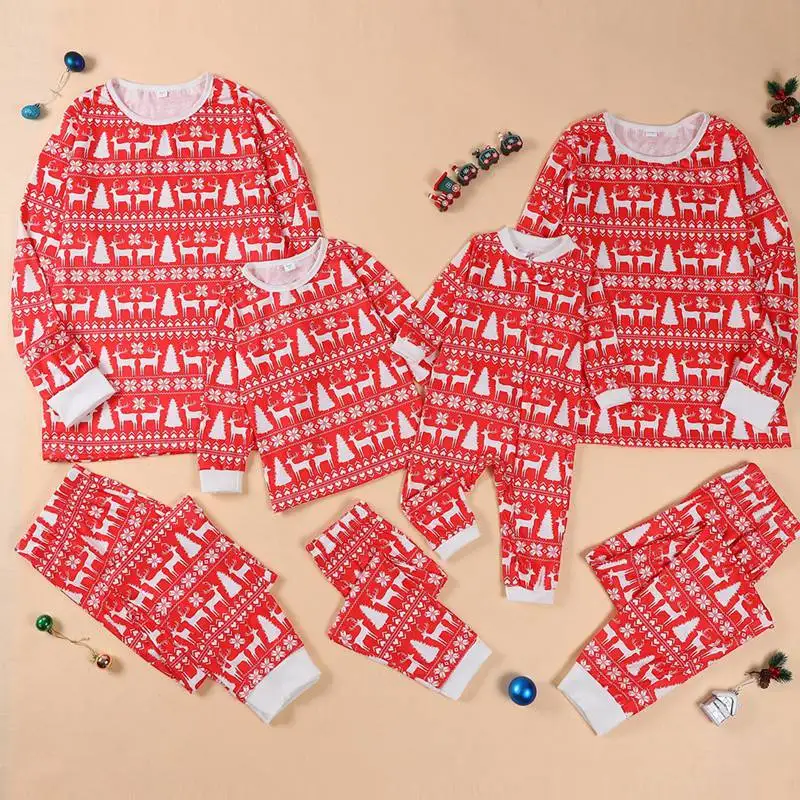 

Christmas Pajamas Family Matching Clothes Mother Father Kids Baby Sleepwear Adults Suit Tops Pants Christma Family Look