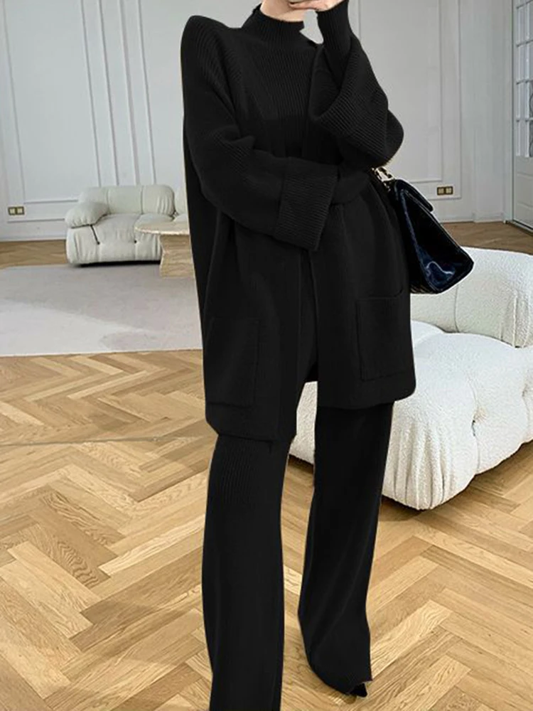 BZVW повседневный комплект из трех предметов женская водолазка вязаный кардиган