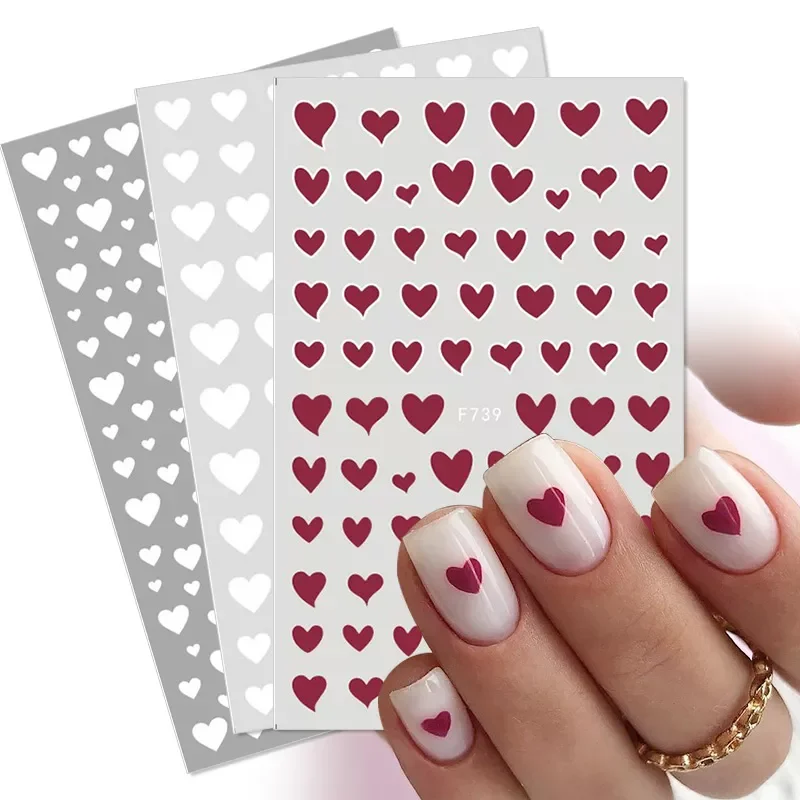 

NEW2023 Nail Stickers Valentines's Day Love Heart Self-Adhesive Slider Letters Nail Art Decorations Stars Decals Manicure Ac