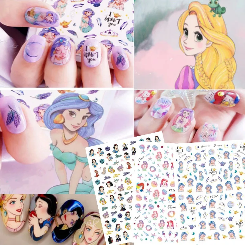

1PCS Stitch Nail Stickers Cartoon Disney Cute Mickey Minnie Press On Nails Adhesive Self-Adhesive Nail Art Decorations Manicure