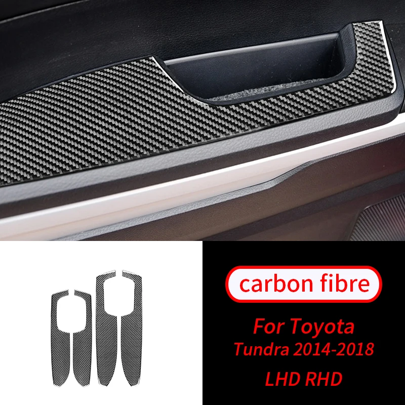 For Toyota Tundra 14-18 Real Carbon Fiber Door Armrest Panel Interior Cover Trim Car Interior Accessories Car Interior Supplies