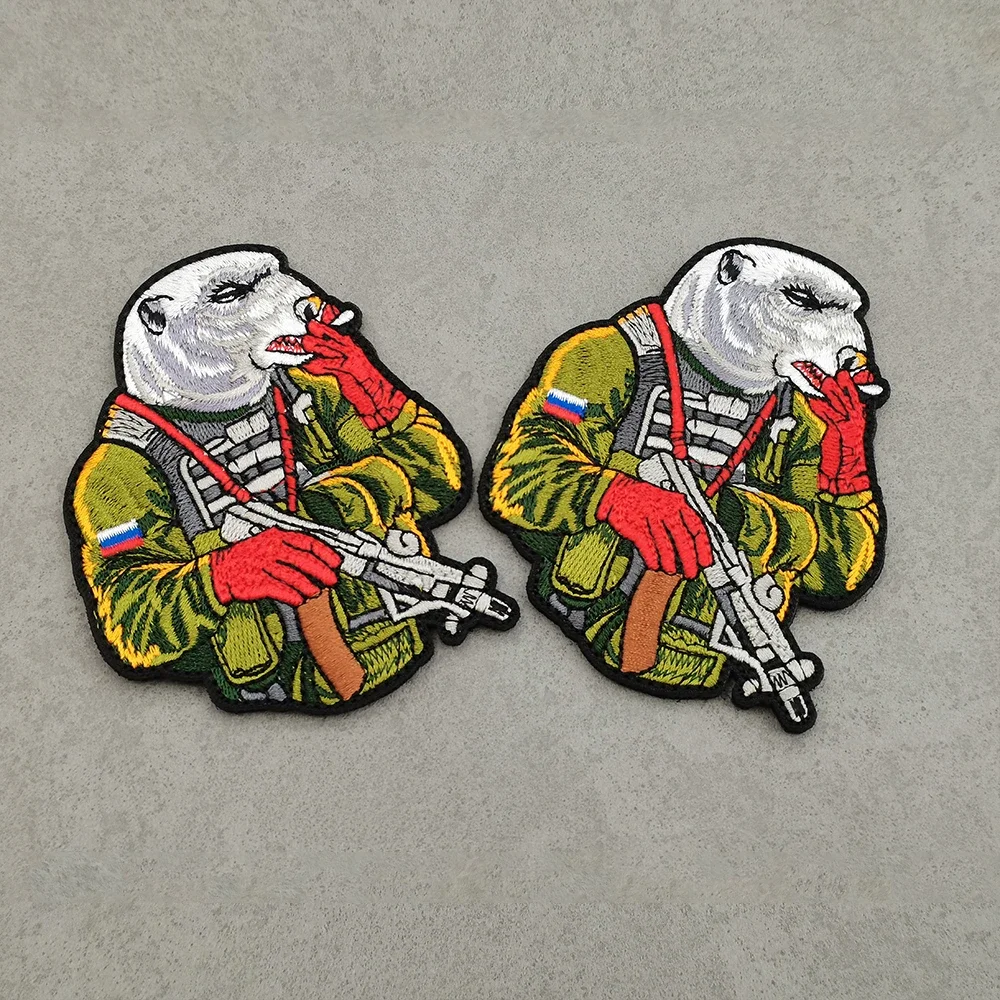 100% тактическая вышивка русский медведь ярко-красный ручной с нашивкой для