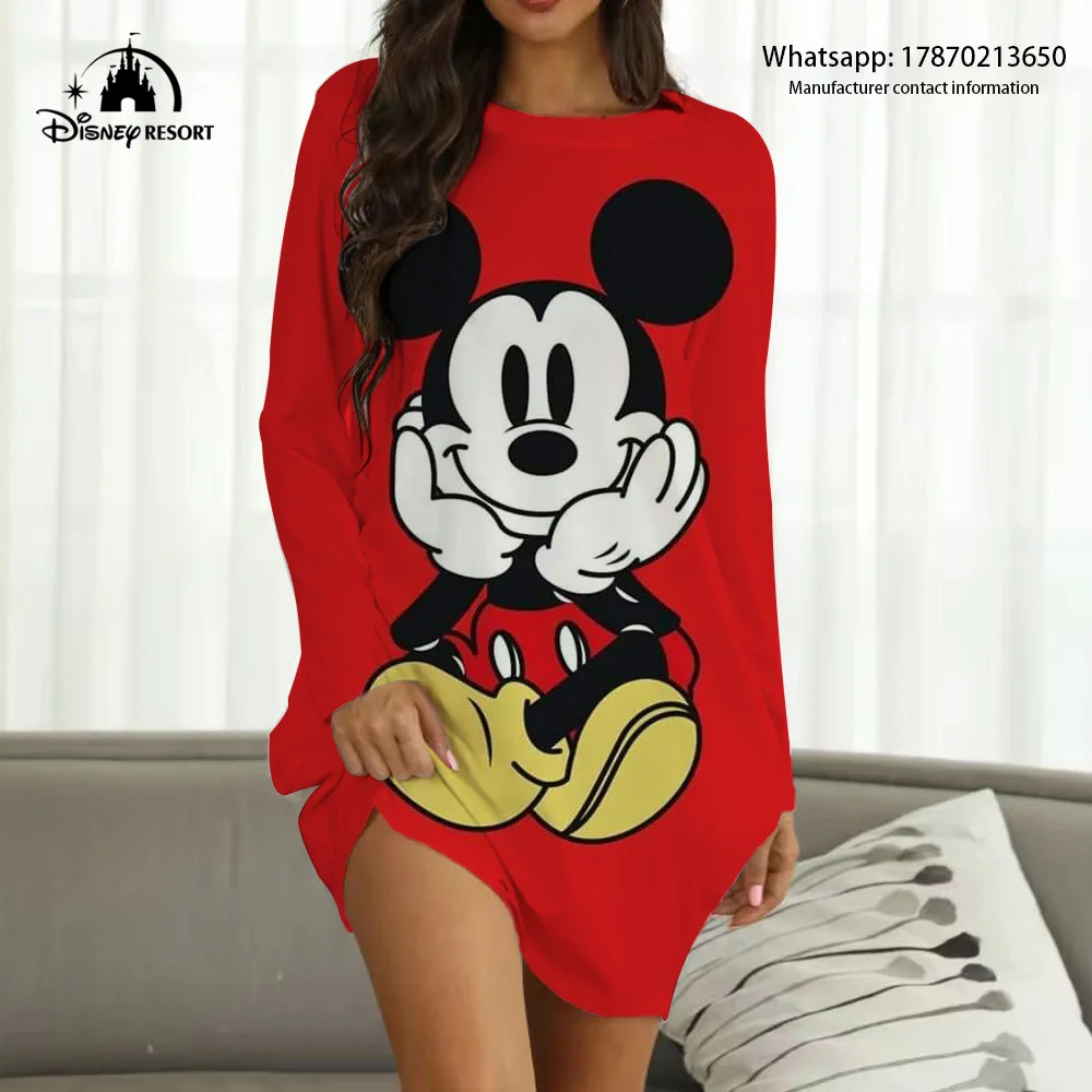 

Long Sleeve Pocket Girls Short Skirt Minnie Dress 2022 Disney Classy Women's Party Mickey Luxury Dress Beach Kawaii Y2k