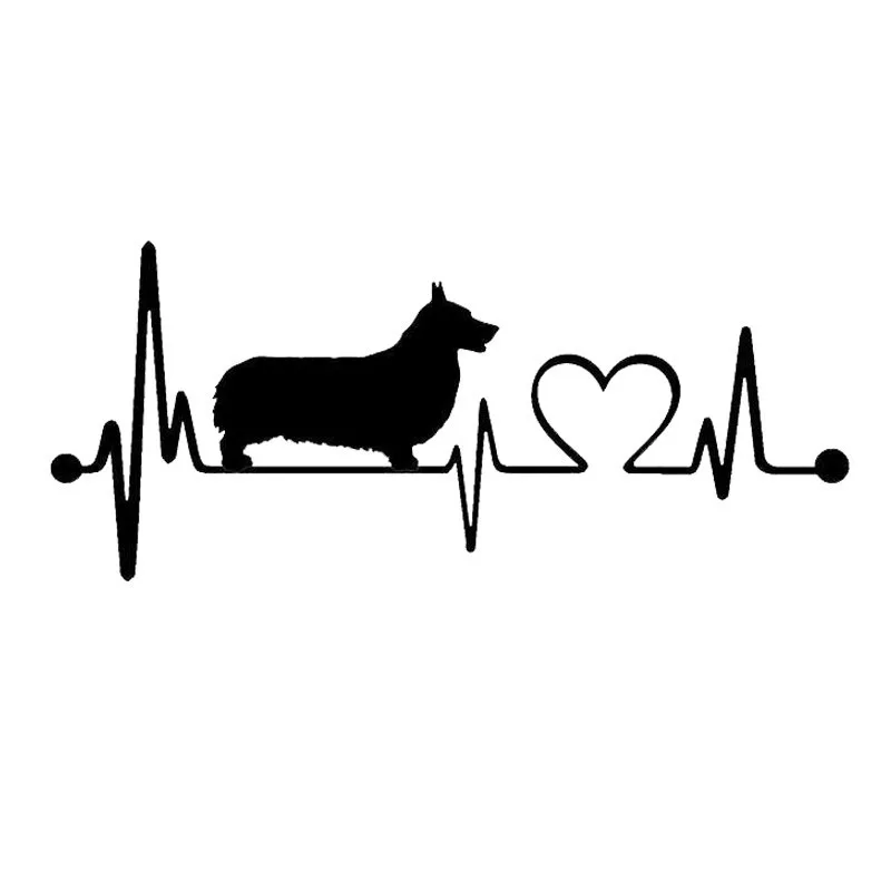 

Черная/Серебристая 19*8,3 см Pembroke Welsh Corgi Heart Beat автомобильные наклейки с собаками виниловая наклейка Аксессуары для стайлинга автомобиля