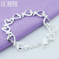 doteffil 925 sterling silver full heart bracelet for women fashion charm wedding engagement party jewelry