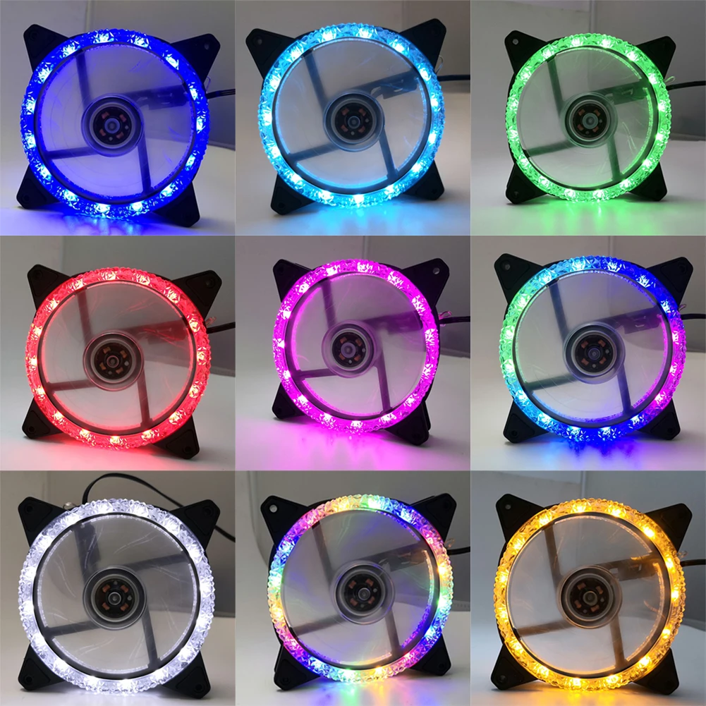 120MM Fan RGB Computer Cooling Fans PC Cooler Radiator DC 12V Small 3Pin Large 4Pin 11 Blades Mute Ventilador Radiator Fans