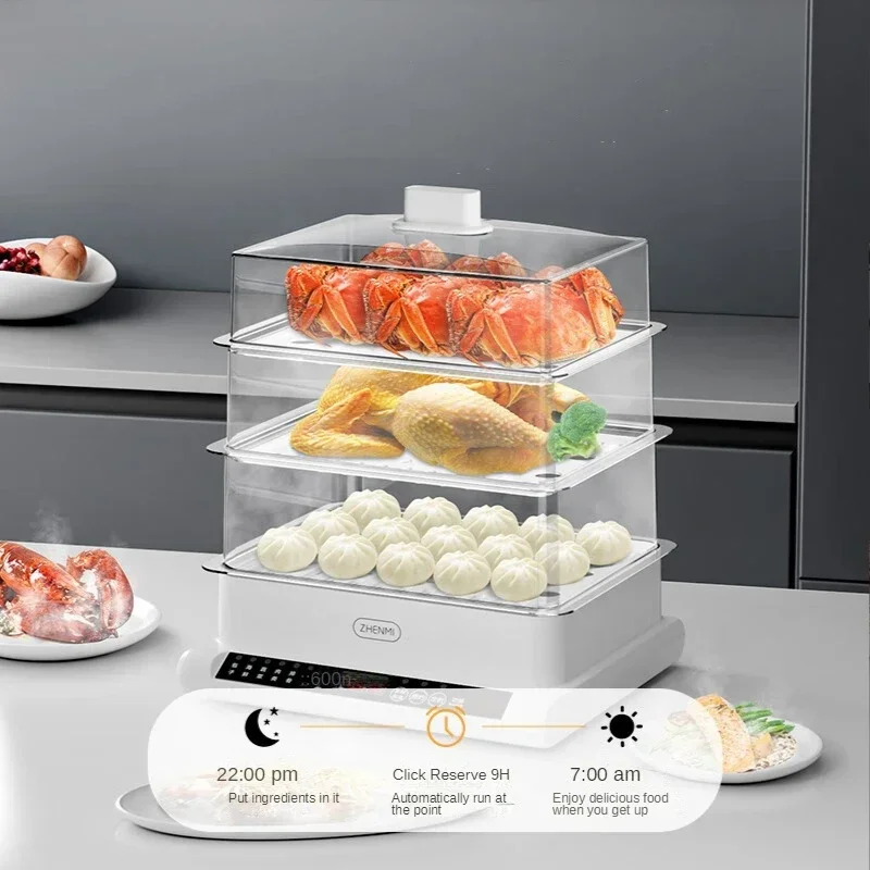 Zhenmi Electric Food Steamer 20 Liters Stacked Storage 3 Layers Multi-functional Fast Steaming Warmer