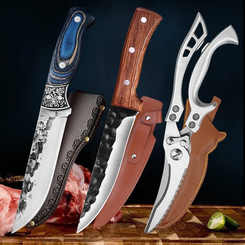 

Outdoor Survival Knife Stainless Steel Boning Knife Sharp Butcher Knife Household Kitchen Scissors Chicken Bone Scissors