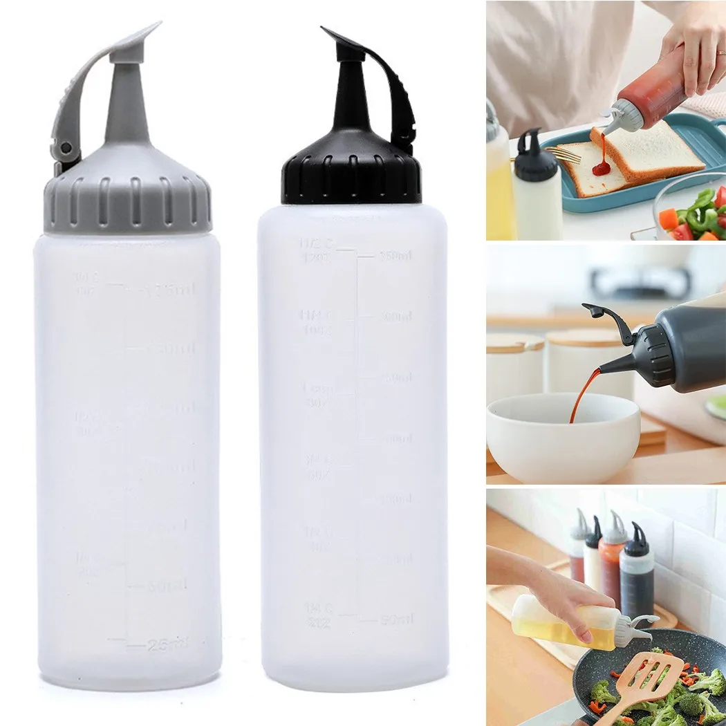 

1 PCS Seasoning Bottle 175ml/350ml Condiment Sauce Squeeze Spray Bottle Kitchen Syrup Salad Dressing Oil Ketchup Kitchen Tool